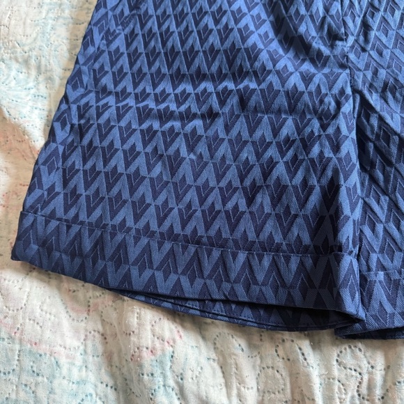 Elegant Blue Navy Patterned Women's Shorts - Picture 5 of 10